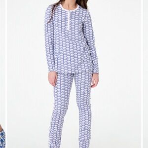 Roller Rabbit White and Blue Elephant Print Pajamas